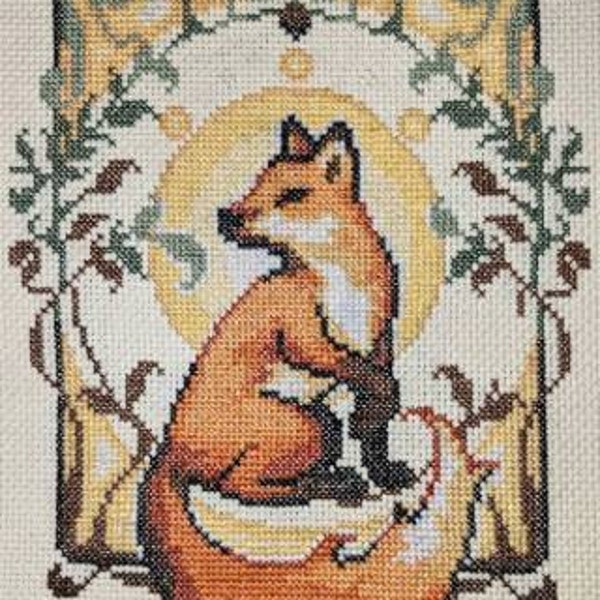 Art Nouveau Fox - Fancy Fox - Floral Arrangement - Forest Cross Stitch ...