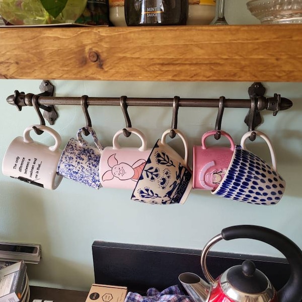 Antique Utensil Rack VINTAGE UTENSIL Kitchen Pot Pan Rack Hook Rail Antique Country Cottage ...