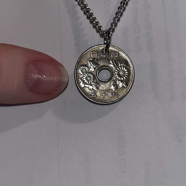 Japan Coin Necklace 50 Yen Pendant Japanese Personal