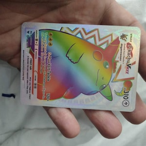 Pikachu VMAX Rainbow Shiny Holographic UV Printed Plastic Card - Etsy