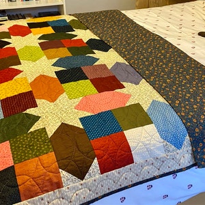 Patchwork Quilt, Modern Geometric, Colourful, Handmade, Quilted, Large ...