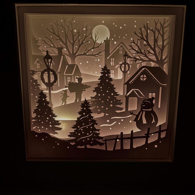 Christmas Snowman Shadow Box SVG: 3D Paper Cutting Template