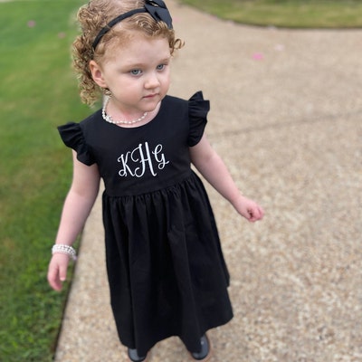 Monogrammed Blue Gingham Flutter Sleeve Girl Dress Easter - Etsy