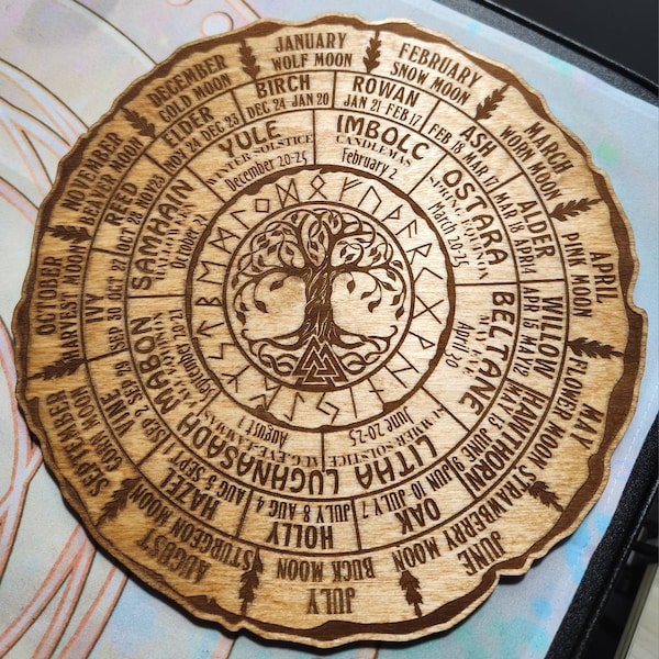 Celtic Tree of Life Calendar, Wheel of the Year Wood Sign, Tree of Life ...