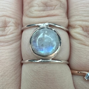Genuine Moonstone Ring, Moonstone Silver Ring, Moon Stone Ring, Rainbow ...