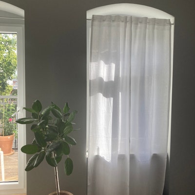 Rod Pocket Linen Curtain Panel Made of MEDIUM LINEN 160 G/m2 / WHITE ...