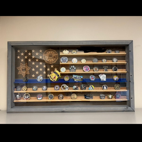 XL Texas Flag Challenge Coin Display Case W/ Hinged Door (free ...