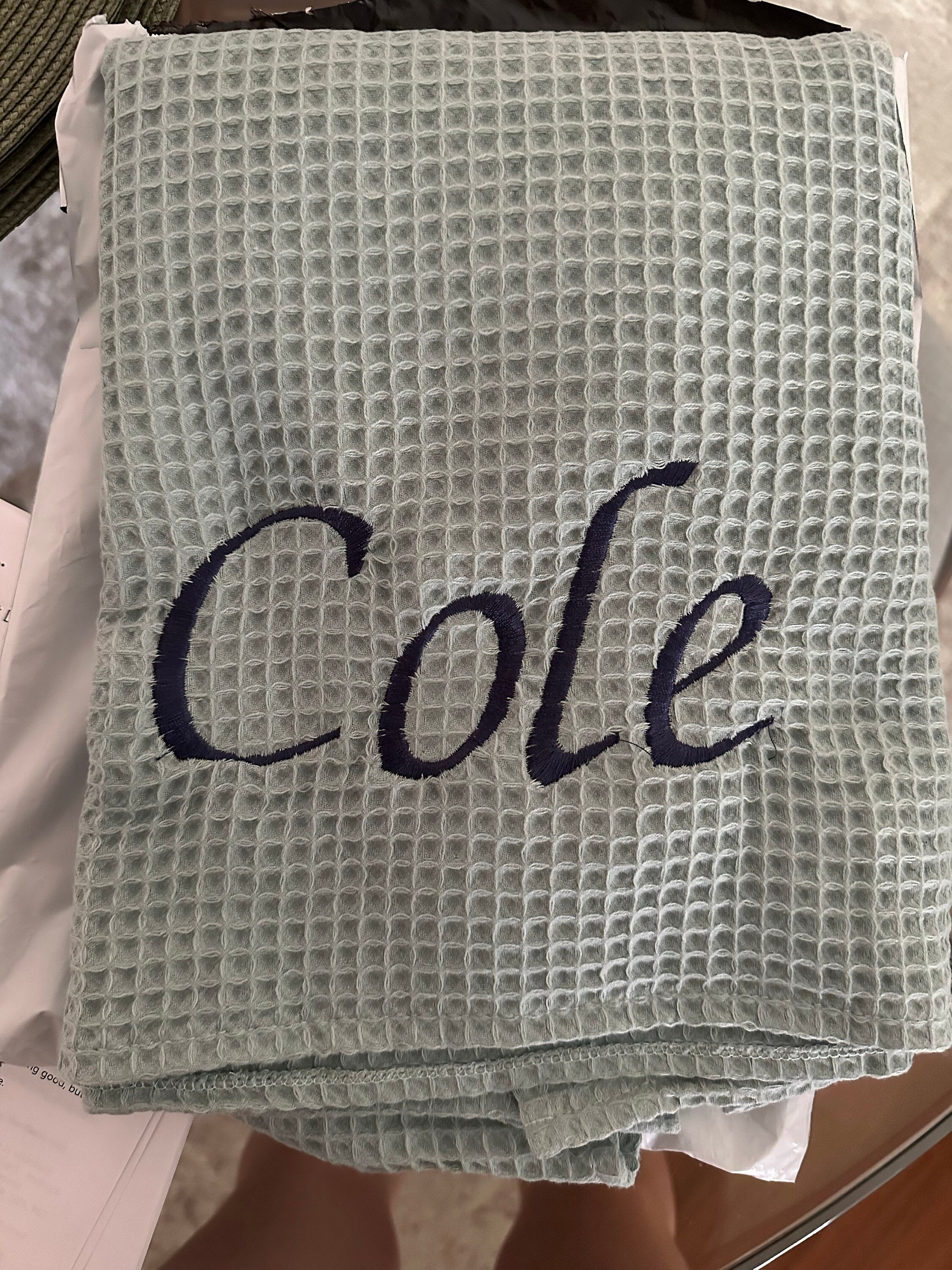 Hooded Towel with Custom Embroidery - Waffle Beach Towel Poncho - Hooded Coverup - kids swimsuit coverup - 100% organic cotton