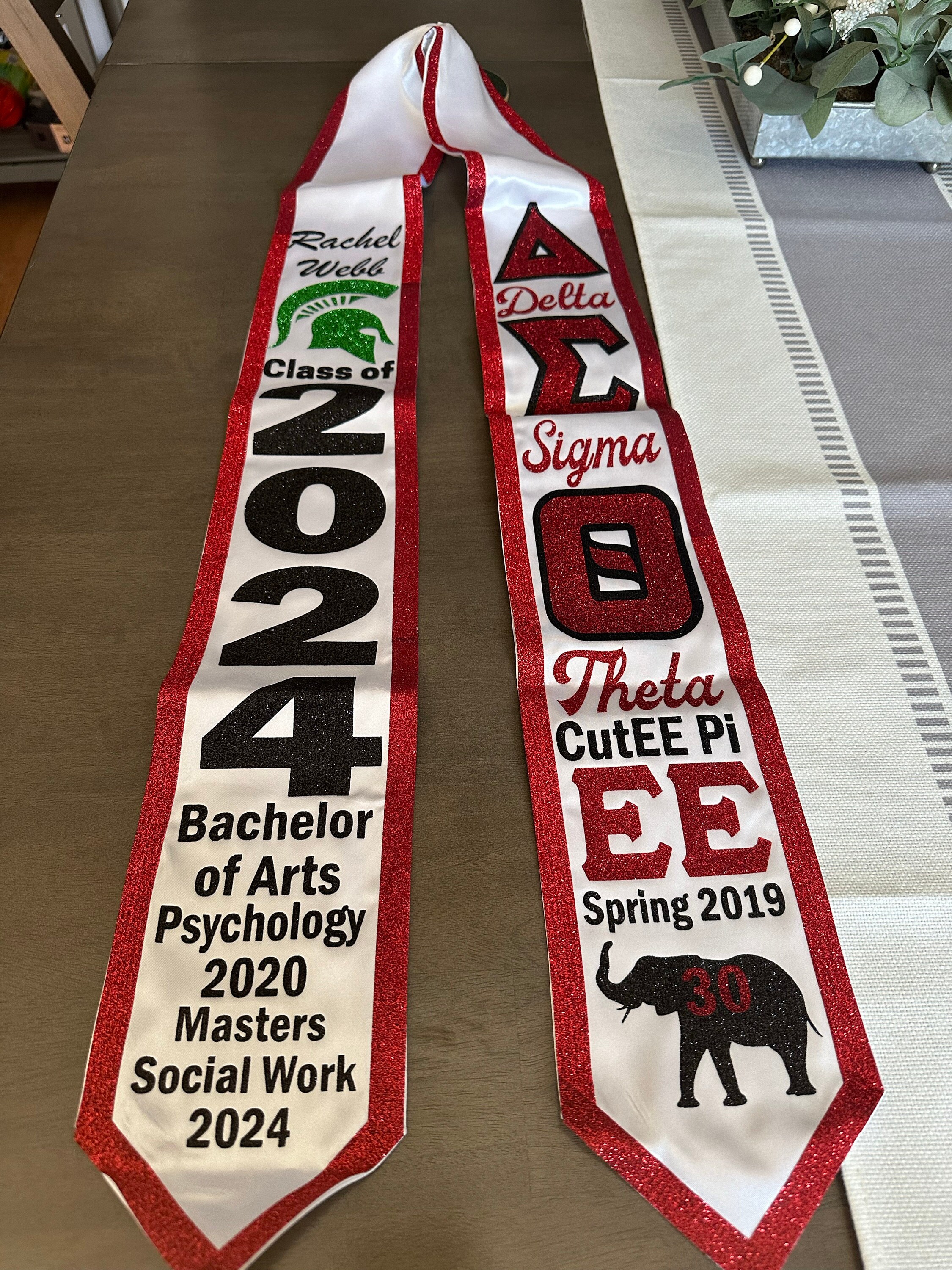 Sorority Graduation Stole | Custom Graduation Stole| Greek Graduation Stole | Pre-Designed Stole | Class of 2025 Stole| Class of 2025 Stole