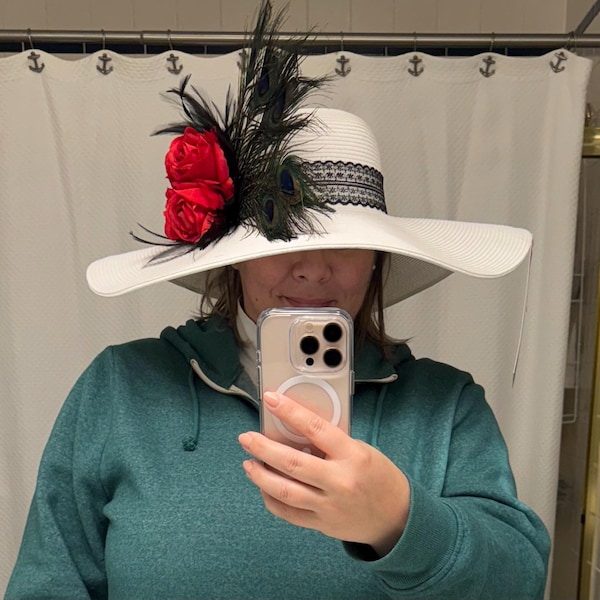 Black Wide Brim Kentucky Derby Hat main image 1