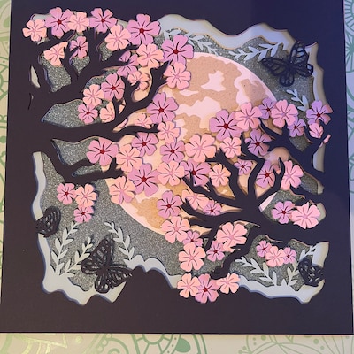 3d Cherry Blossoms Shadow Box Svg, Cherry Tree Shadow Box Svg, Spring ...