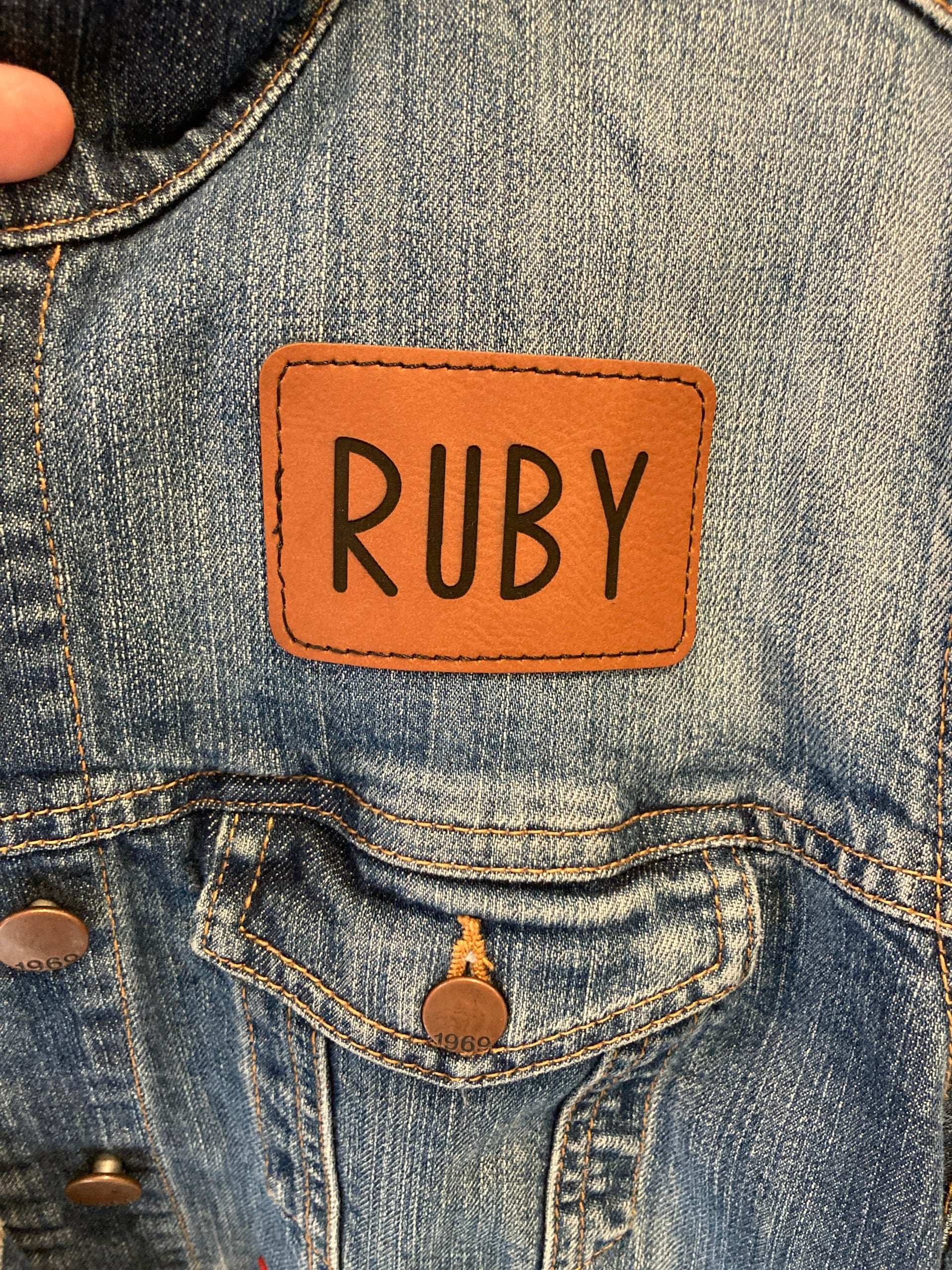 Personalized Name Patch Faux Leather, Adhesive Patch, Personalized Leather Patch, Beanie Patch, Hat Patch, Stocking Patch, Iron-On Patch