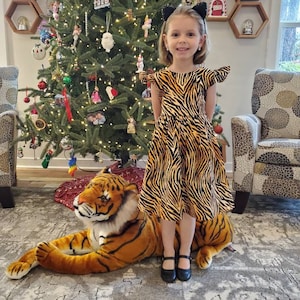 KIDS A-LINE GATHERED DRESS 4-10 TIGER TRAP main image 1