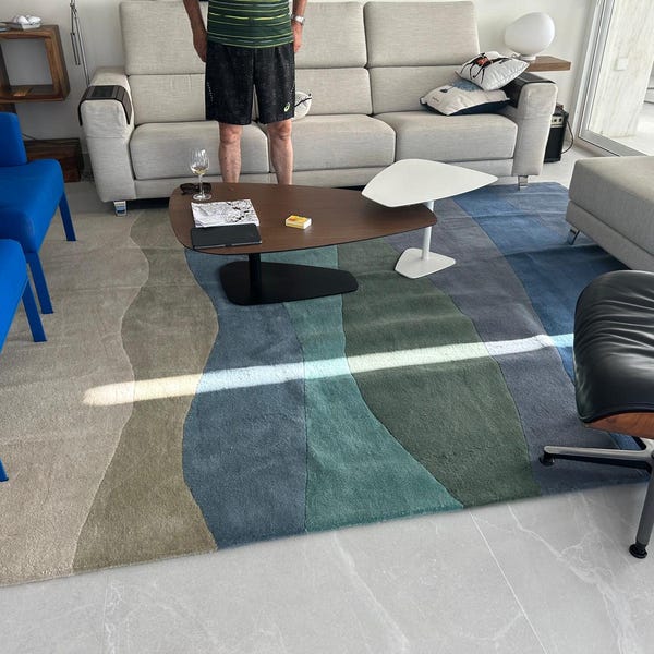 Moss Green Color Solid Area Rug Hand-knotted 100% Wool Area Rug Luxury ...