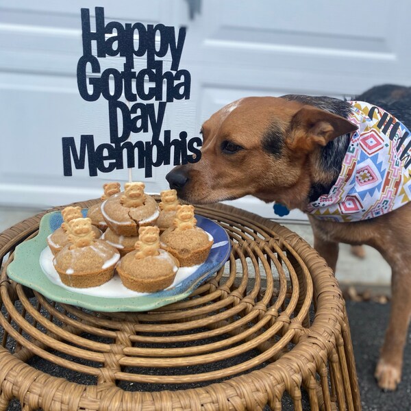 Happy Gotcha Day Cake Topper - Glitter Adoption Anniversary Decor With Acrylic Stick