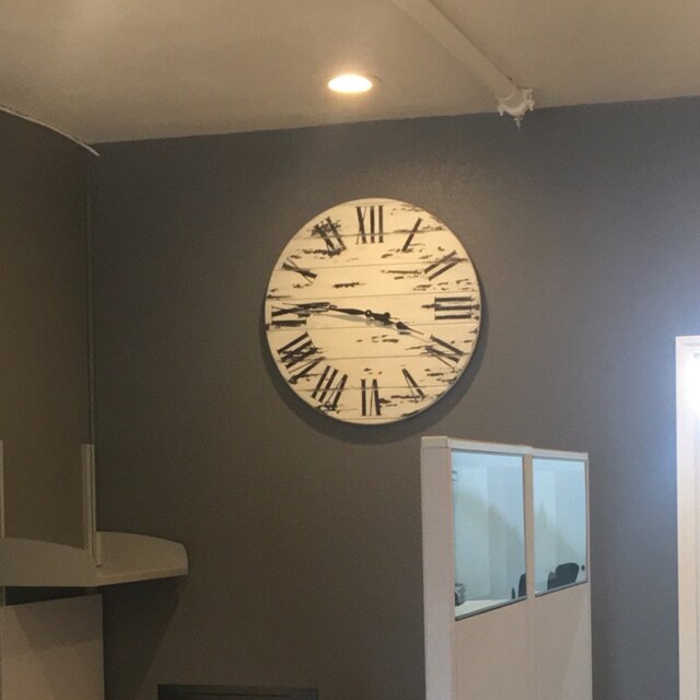 Large White/Distressed Wall Clock Rustic Wall Clock Etsy