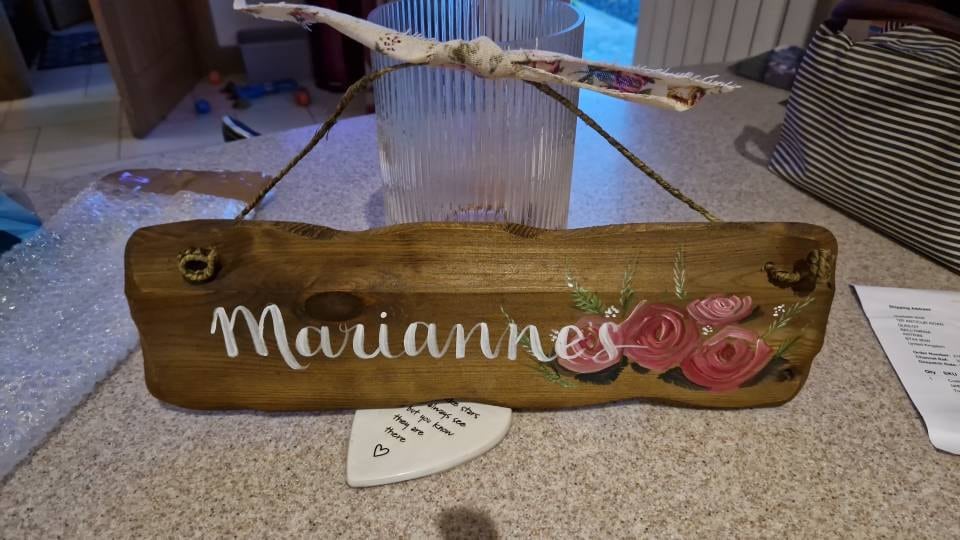 Custom Grandad&#39;s garden plaque. Unique birthday, anniversary & memorial gift. Trespassers will be composted sign. Handpainted custom sign