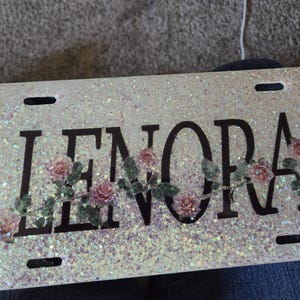 Glitter chunky mix or regular aluminum license plate personalized