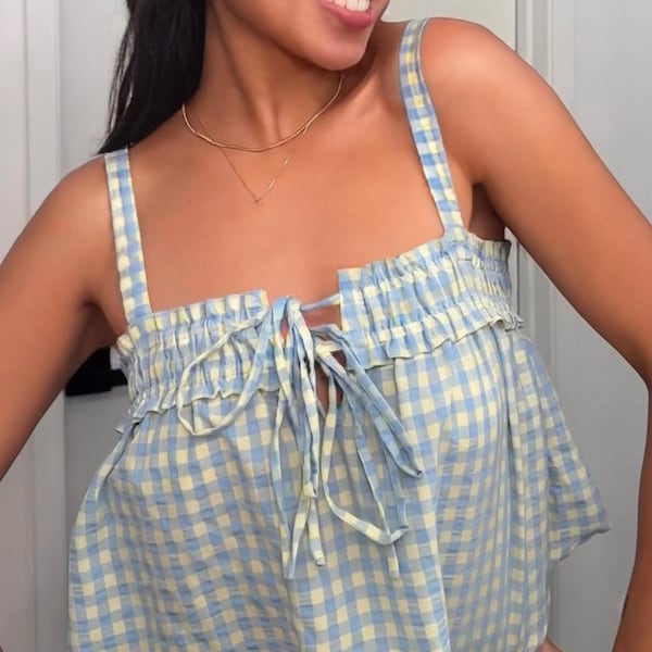 Tank Top Ruffle Pattern Women's Blouse Sewing Pattern, Ruffle Strap Tank Top, Easy Beginner ...