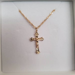18K Gold Cross Necklace Dainty Cross Necklace Crystal Cross - Etsy