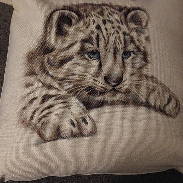 Stunning Snow Leopard Illustrated Linen Cushion 40cm X 40 Cm With Inner Pad Included This Can Be Personalised Etsy UK