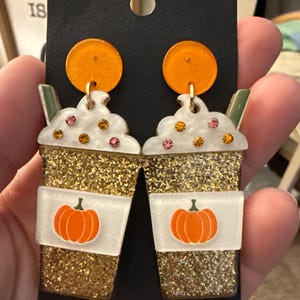 Orecchini A Forma Di Zucca Per Donna – Pendenti Autunnali Oro E Arancione, Gioielli Per Halloween E Ringraziamento, 3,2x1,5 Cm - 2
