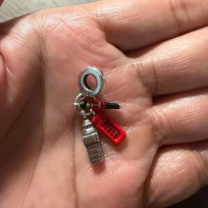 London Bead Fits Pandora Charm Bracelet, Silver Big Ben Red Phone