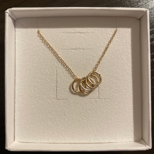 Three Gold Rings Necklace, 3 Circle Necklace, 14K Gold Filled Jewellery ...