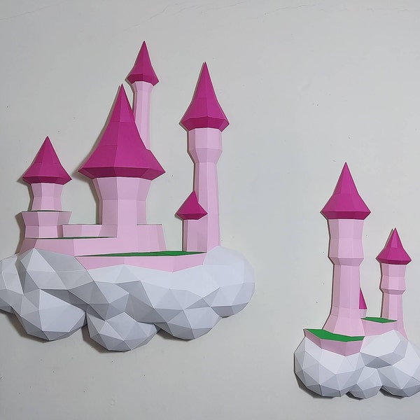 Castle in the Clouds Papercraft 3D DIY Low Poly Paper Crafts Fantasy ...
