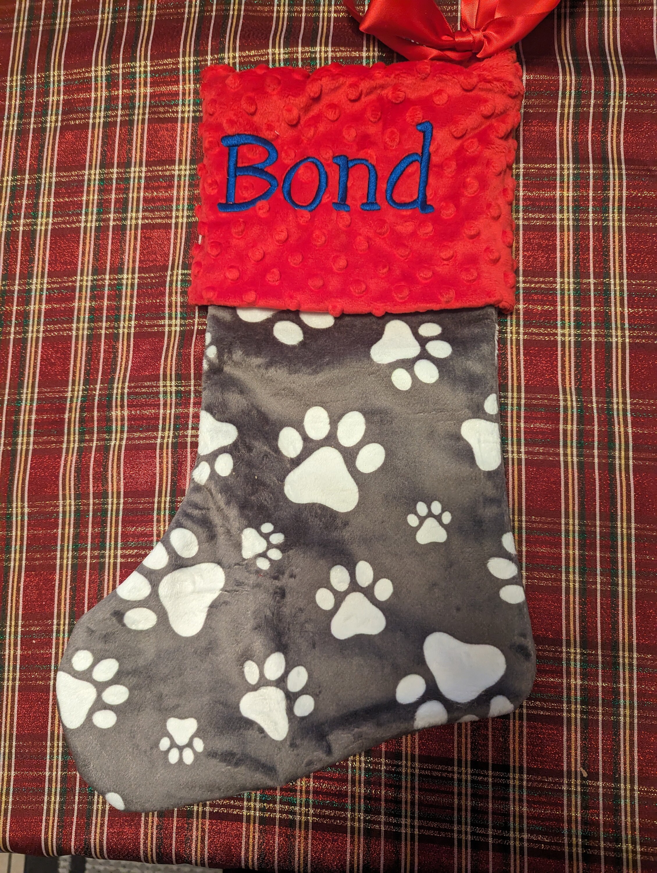 Paw Print Dog Stocking, Dog Christmas Stocking, Paw Print Christmas Stocking, Personalized Pet Christmas Stocking, Dog Christmas Stocking