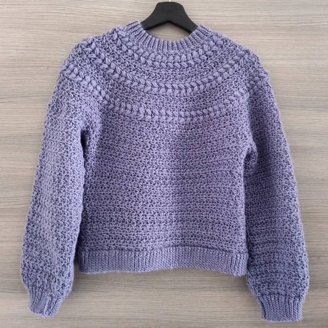 A customer's finished Macchiato Sweater Crochet Pattern PDF
