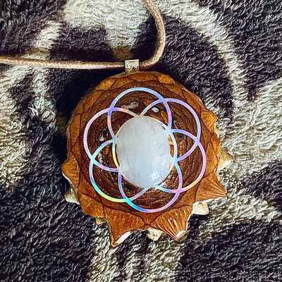 Supernova With Opal & Mandala Pinecone Pendant Necklace Sacred Geometry ...
