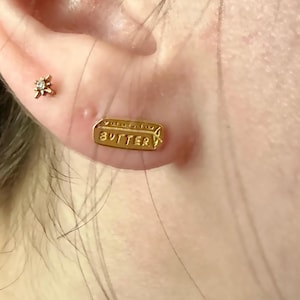 Customer photo, Stick of Butter Earrings