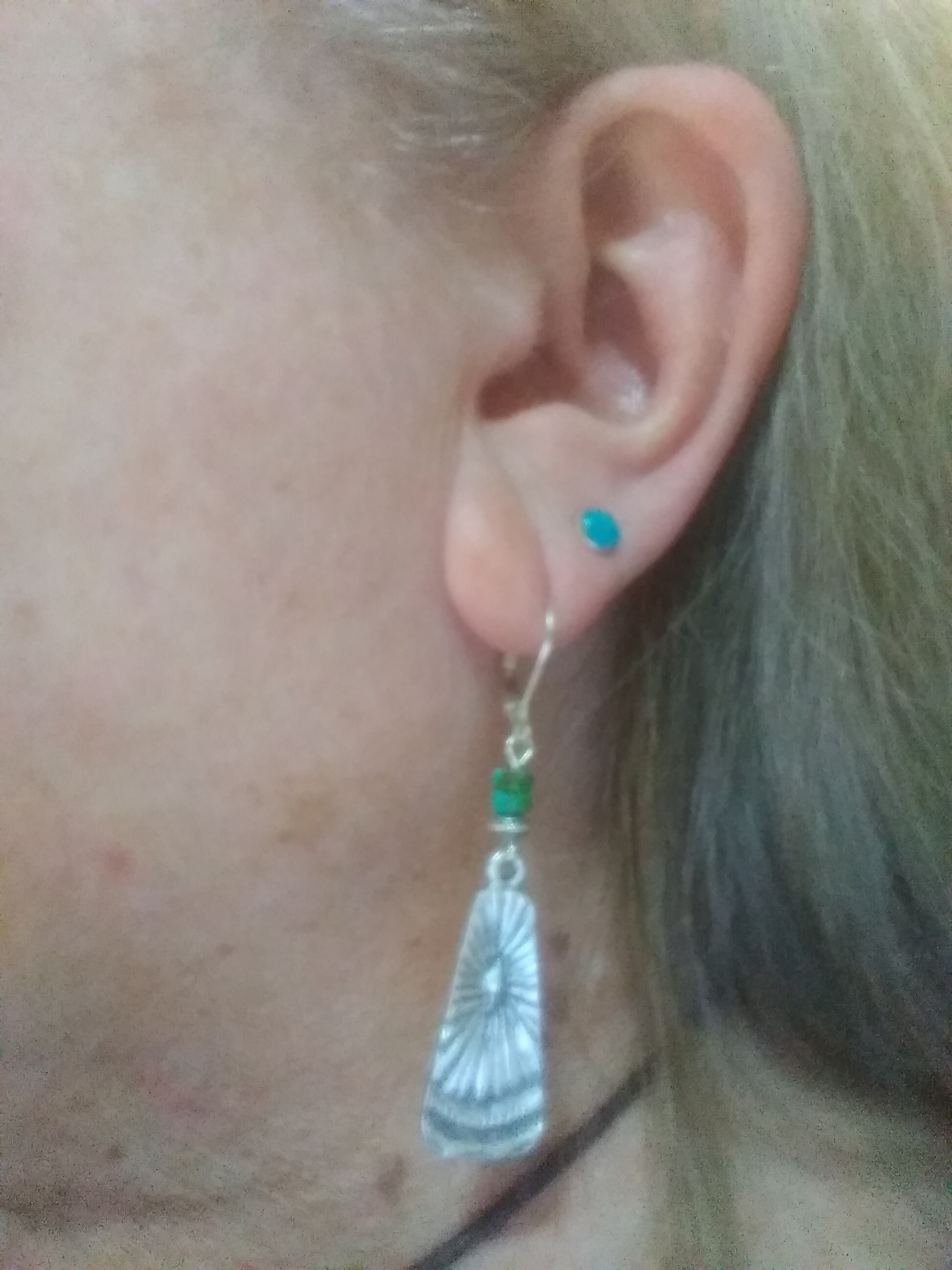 Silver Genuine Turquoise Earrings Dangle Earrings Boho Earrings Drop earrings Boho jewelry Stone Earrings Bohemian earrings Gift For women