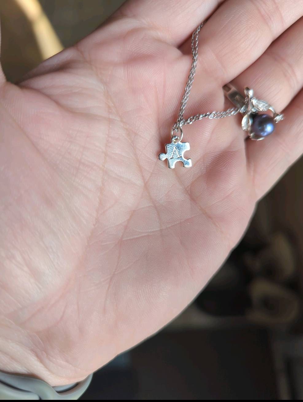 Personalized Tiny Puzzle Piece Necklace, Mom Gift, Anniversary Present, BFF Gift, Other Half
