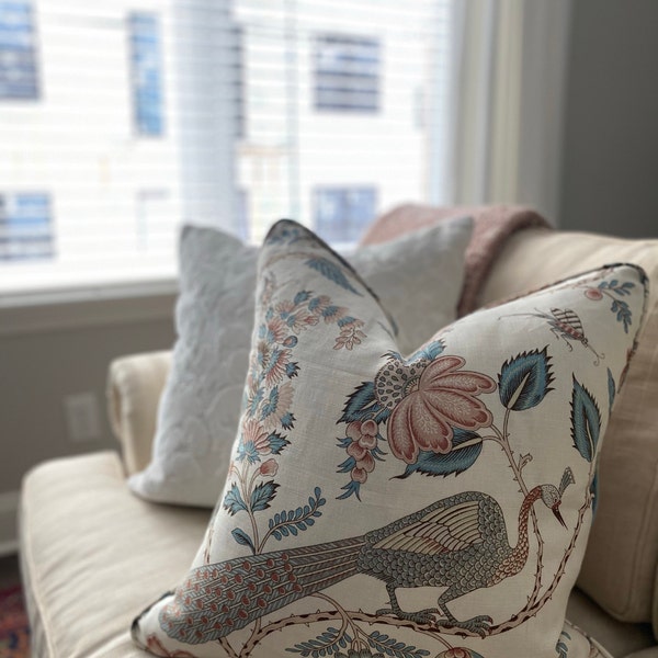 Schumacher Campagne Pillow Cover in Peacock & Rauge 175950 // Designer ...