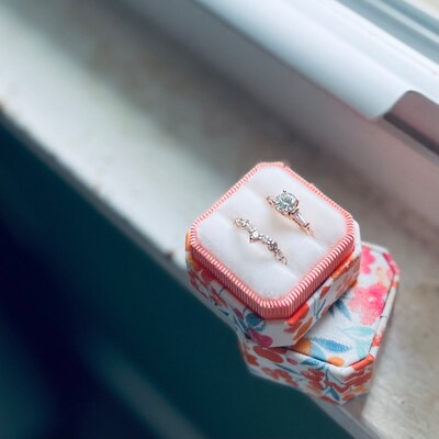 Three Ring Box for Wedding Ceremony Mauve Velvet Ring Box 3 - Etsy