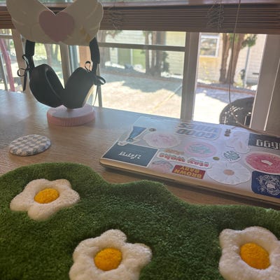 Pink Checkered Keyboard Rug Light Pink Hand Tufted Keyboard Pad ...