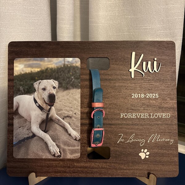Memorial Pet Collar Sign, Dog Memorial Wood Frame With Collar Holder ...