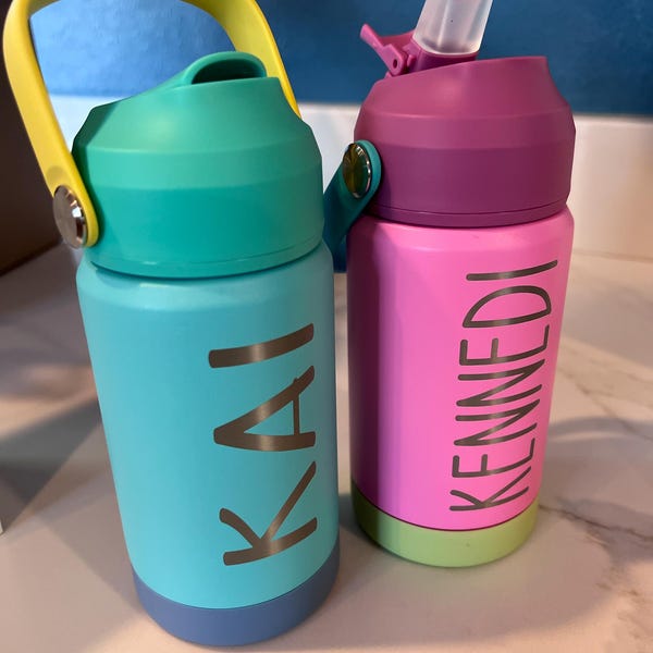 Personalized Kids Water Bottle With Straw – 12 oz Stainless Steel ...