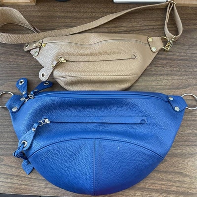 Leather Bag Zipper Blue Hobo Crossbody Casual Purse Women's Handbag ...