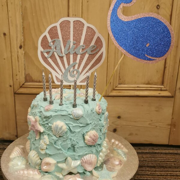 Mermaid Cake Topper / Shell Cake Topper / Under the Sea / Glitter ...