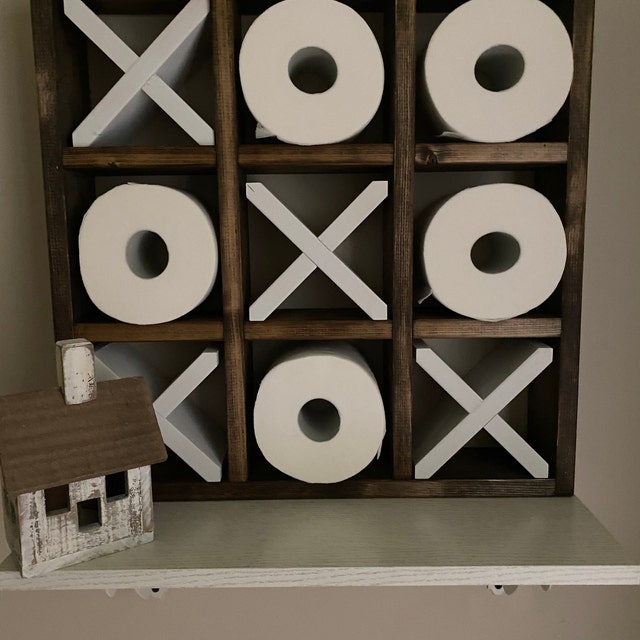 Tic Tac Toe- Toilet Paper Holder- Tic Tac Toe Wall Decor- Shelf