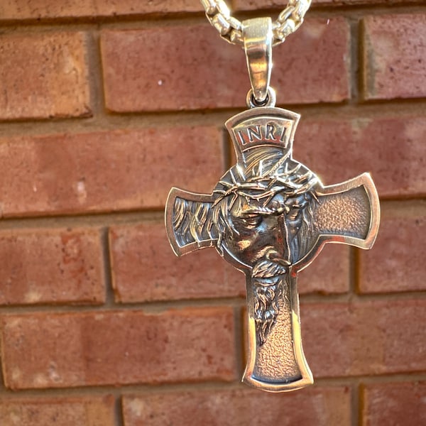 New Jesus Christ Sterling Silver 925 Cross Pendant INRI Religious ...