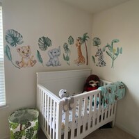 Cute Safari Animals Wall Decal for Kids, Removable Peel and Stick Wall ...
