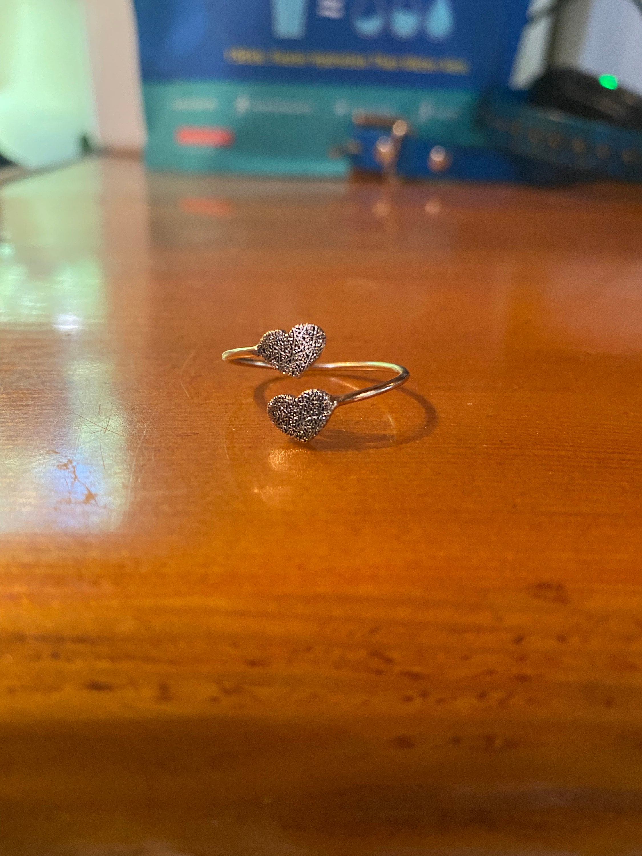 Double Heart Fingerprint Ring, Custom Fingerprint Ring, Personalized Fingerprint Jewelry, Wrap Coil Ring, Loss Memorial Gift