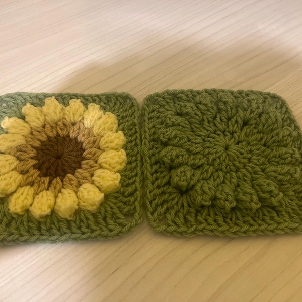 Vintage Crochet Granny Square Afghan With Ripple Popcorn Edging Square