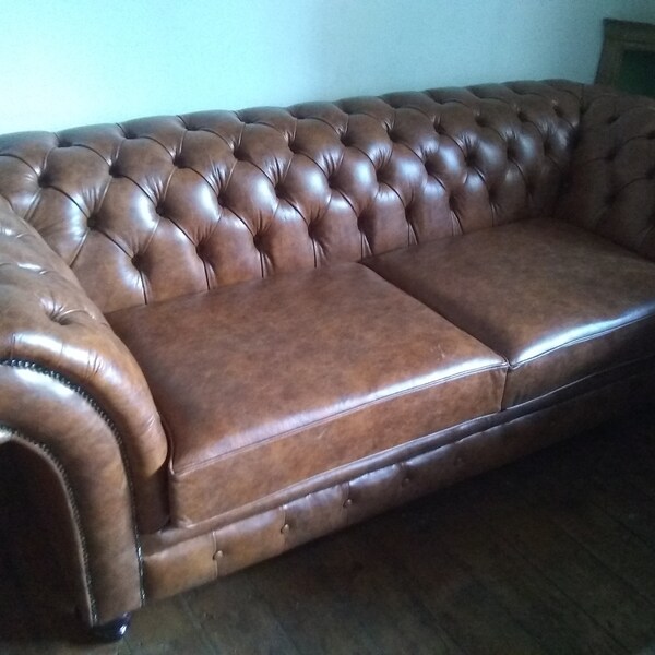 Chesterfield Belmont Real Leather Two / Three Seater Sofa Vintage Tan ...