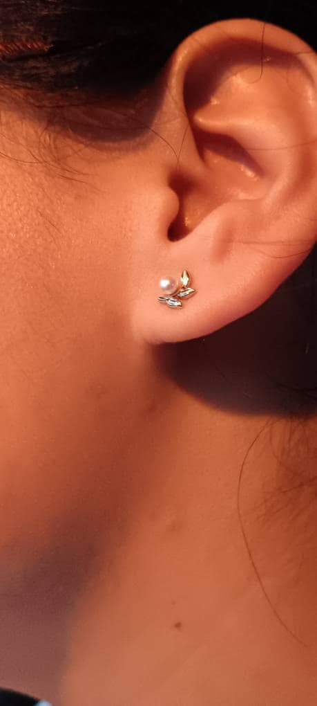 CZ Leaf crawler Earrings with Dangle Chains in Sterling Silver, Silver, Gold or Rose Gold, Olive Branch Climber Earrings, Nature Inspired