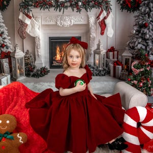 christmas party dress with bow Ketyyh-chn99 Girls Christmas Holiday Velvet Style Dress for Fall Winter Party Christmas Dresses Green,150